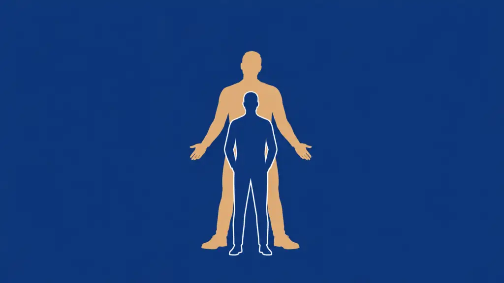 Home 1 Small outlined figure standing in front of a larger silhouette, representing professional experience and value that may go unseen in job interviews.